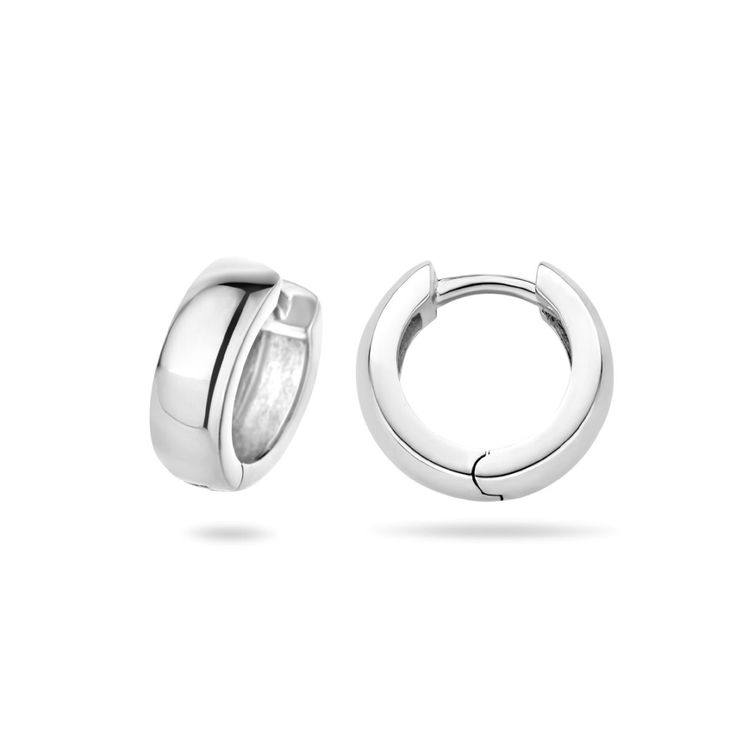 Basis | Gerhodineerd zilveren klapoorringen met een bolle buis en een poli afwerking