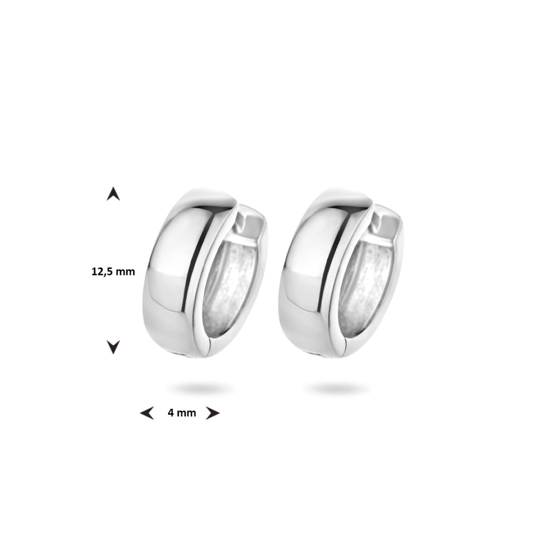 Basis | Gerhodineerd zilveren klapoorringen met een bolle buis en een poli afwerking