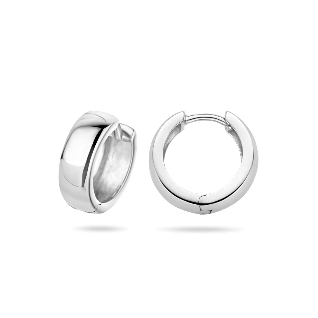 Basis | Gerhodineerd zilveren klapoorringen met een bolle buis en een poli afwerking