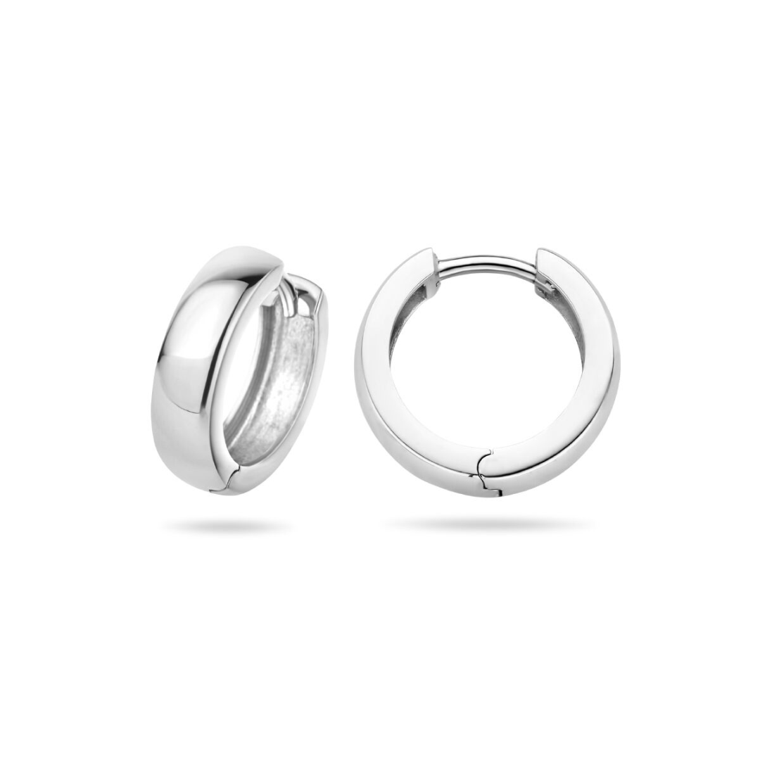 Basis | Gerhodineerd zilveren klapoorringen met een bolle buis en een poli afwerking