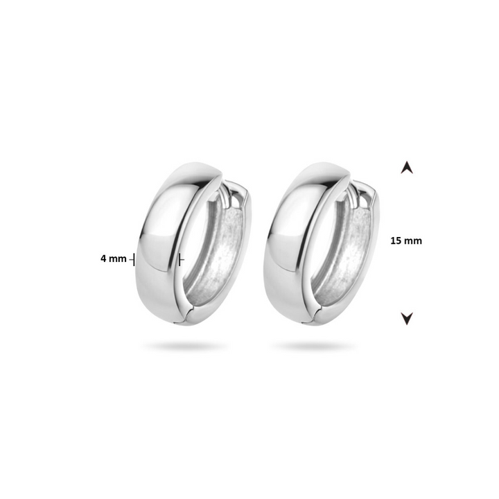 Basis | Gerhodineerd zilveren klapoorringen met een bolle buis en een poli afwerking