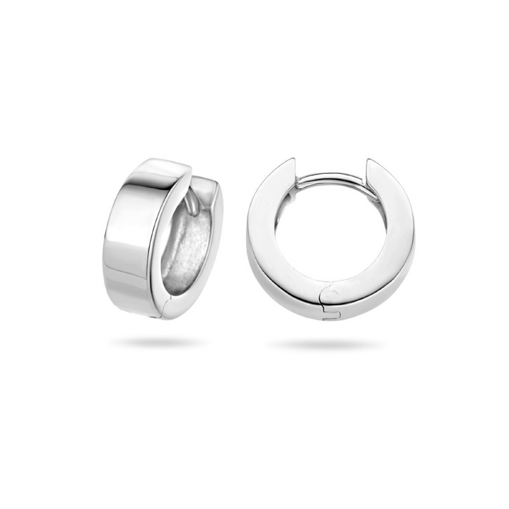 Basis | Gerhodineerd zilveren klapoorringen met een vlakke buis en een poli afwerking