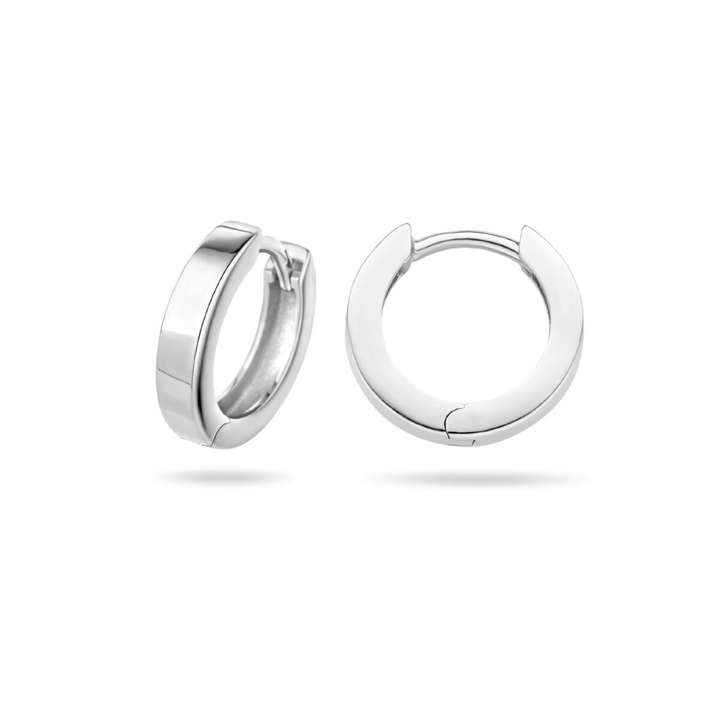 Basis | Gerhodineerd zilveren klapoorringen met een vlakke buis en een poli afwerking