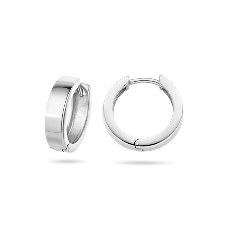 Basis | Gerhodineerd zilveren klapoorringen met een vlakke buis en een poli afwerking