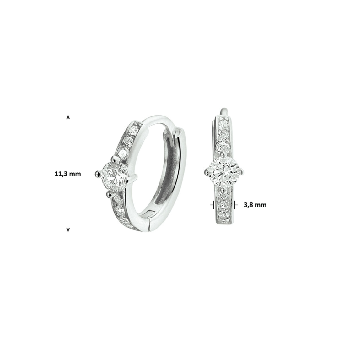 Basis | Gerhodineerd zilveren klapoorringen uitgevoerd met een schitterende rij van zirkonia