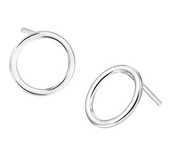 Basis | Gerhodineerd zilveren oorknoppen met een open cirkel