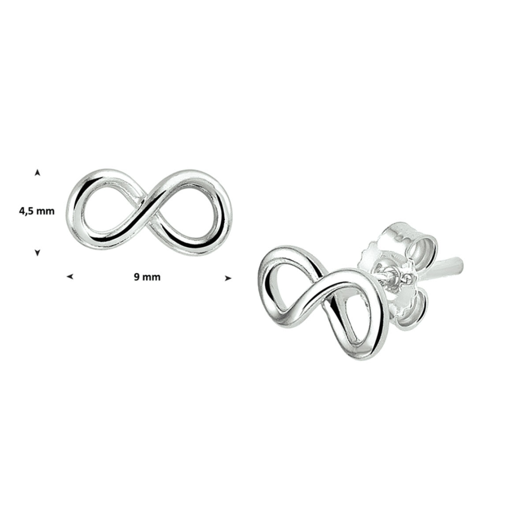 Basis | Gerhodineerd zilveren oorknoppen met infinity teken