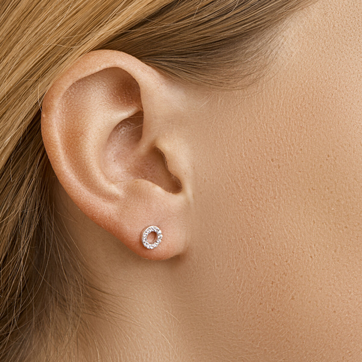 Basis | Gerhodineerd zilveren oorknoppen met zirkonia