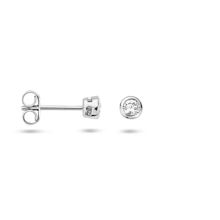 Basis | Gerhodineerd zilveren oorknoppen met zirkonia