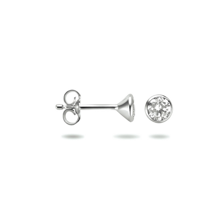 Basis | Gerhodineerd zilveren oorknoppen met zirkonia