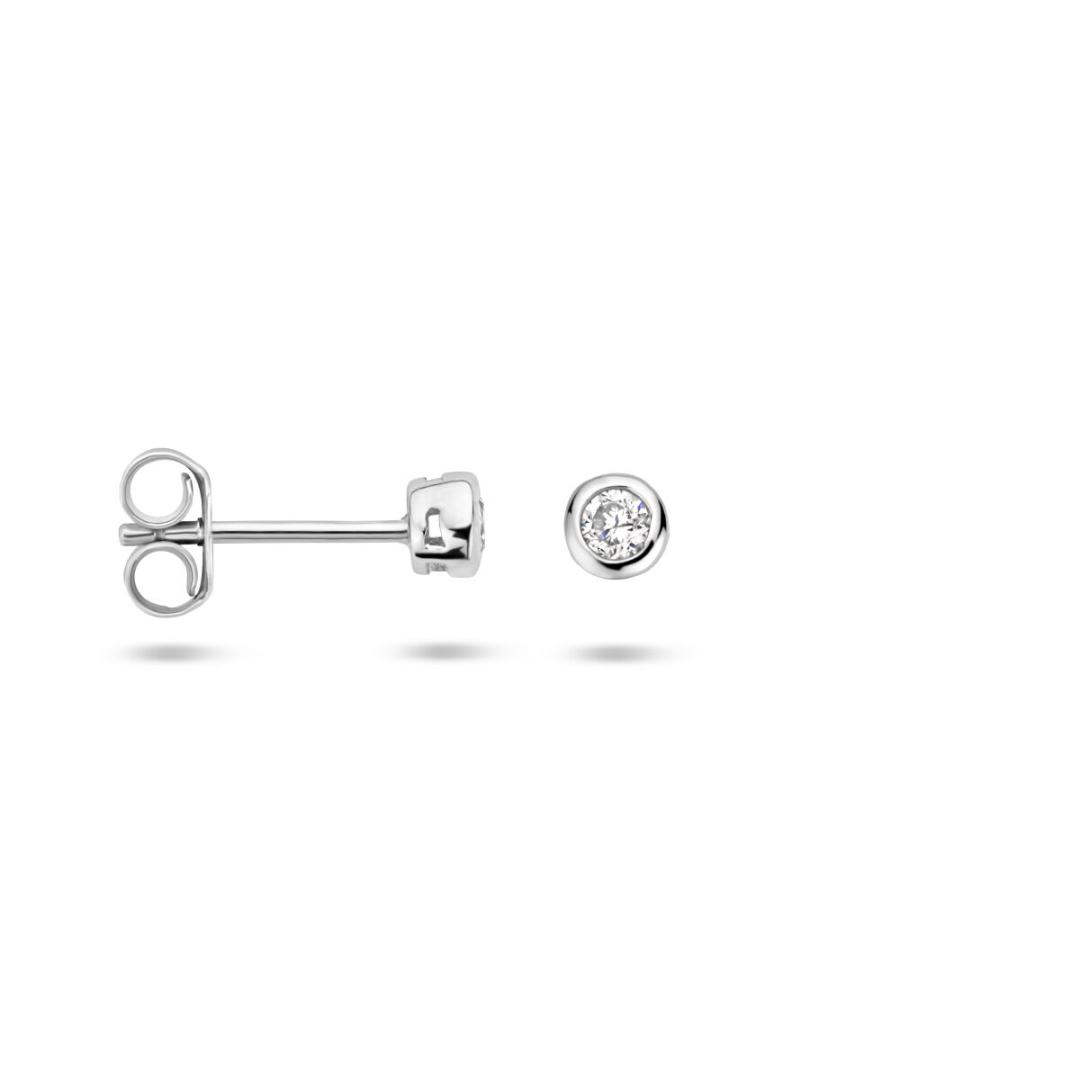 Basis | Gerhodineerd zilveren oorknoppen met zirkonia