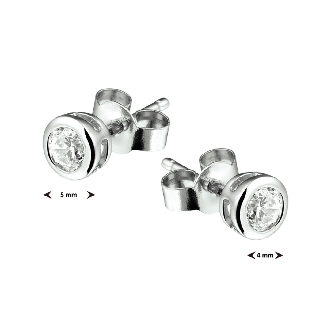 Basis | Gerhodineerd zilveren oorknoppen met zirkonia