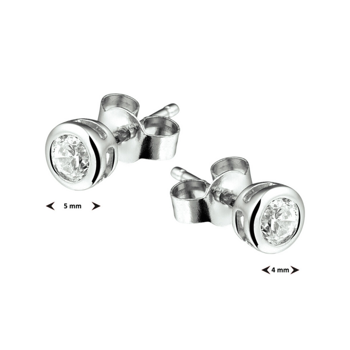 Basis | Gerhodineerd zilveren oorknoppen met zirkonia