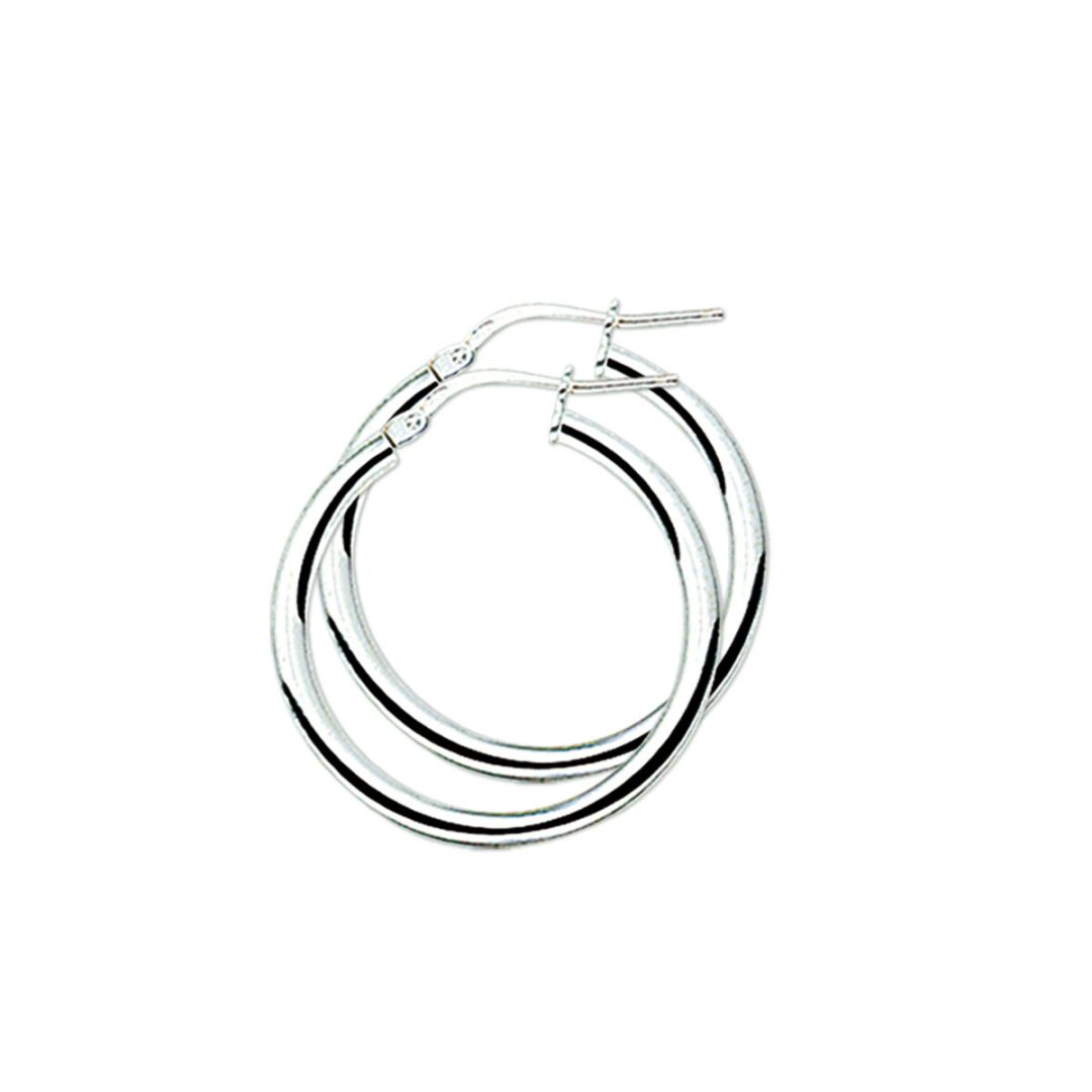 Basis | Gerhodineerd zilveren oorringen met een ronde buis en een hefboom-sluiting