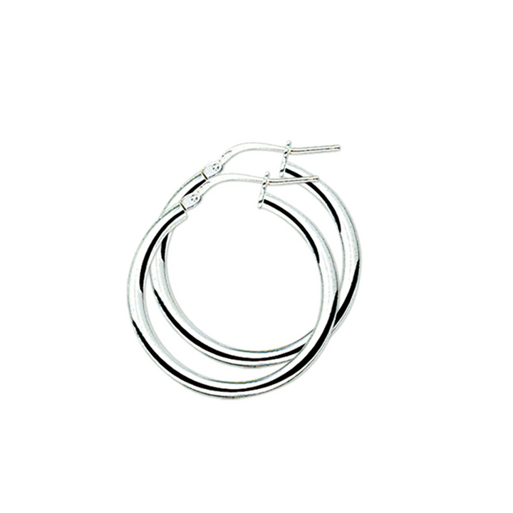 Basis | Gerhodineerd zilveren oorringen met een ronde buis en een hefboom-sluiting