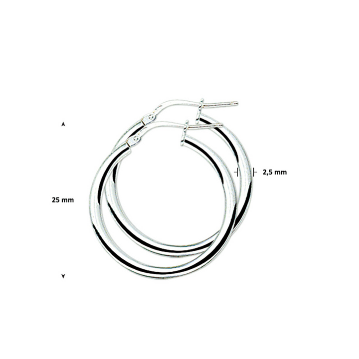 Basis | Gerhodineerd zilveren oorringen met een ronde buis en een hefboom-sluiting