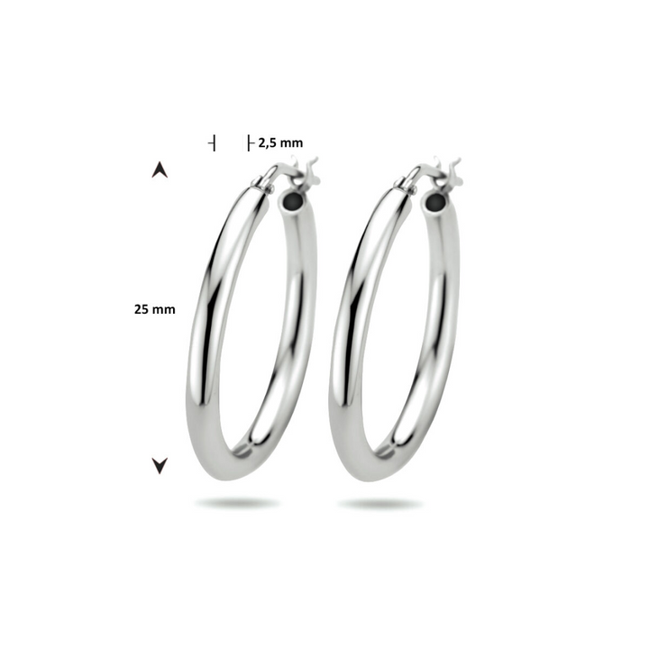 Basis | Gerhodineerd zilveren oorringen met een ronde buis en een hefboom-sluiting