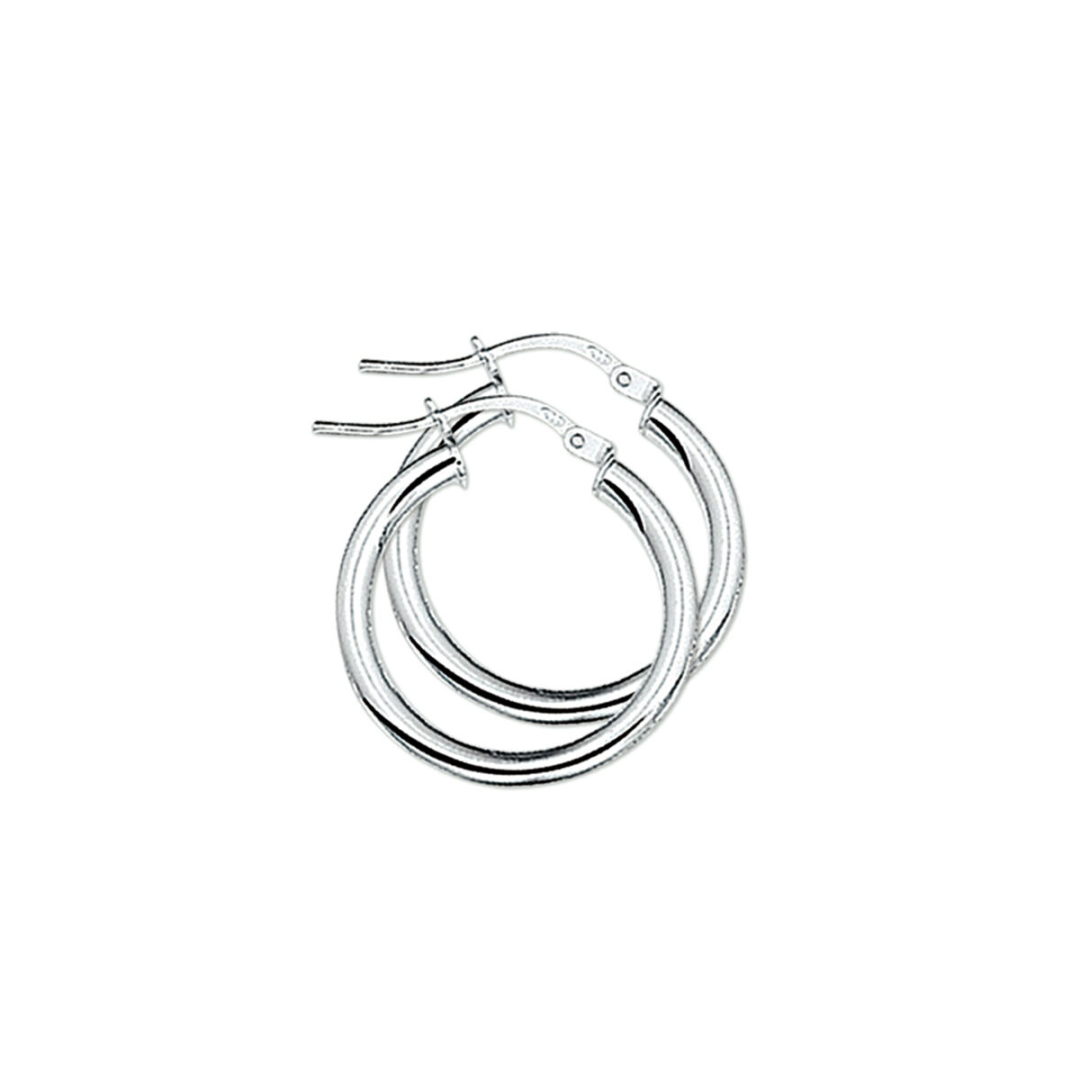 Basis | Gerhodineerd zilveren oorringen met een ronde buis en een hefboom-sluiting