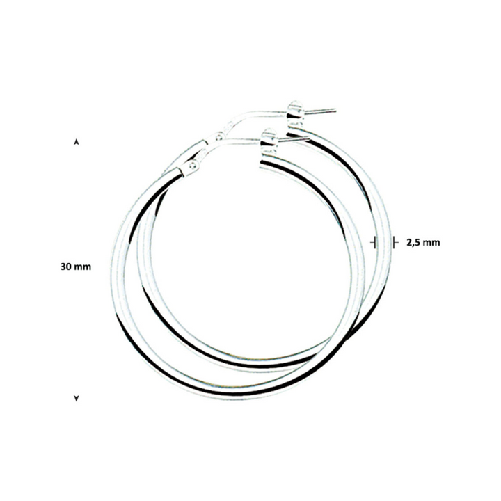 Basis | Gerhodineerd zilveren oorringen met een ronde buis en een hefboom-sluiting