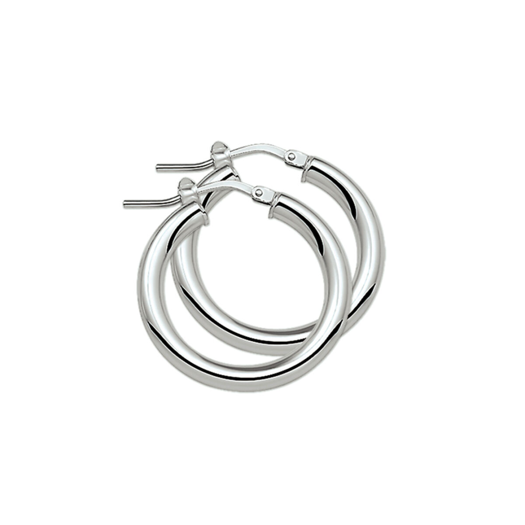 Basis | Gerhodineerd zilveren oorringen met een ronde buis en een hefboom-sluiting