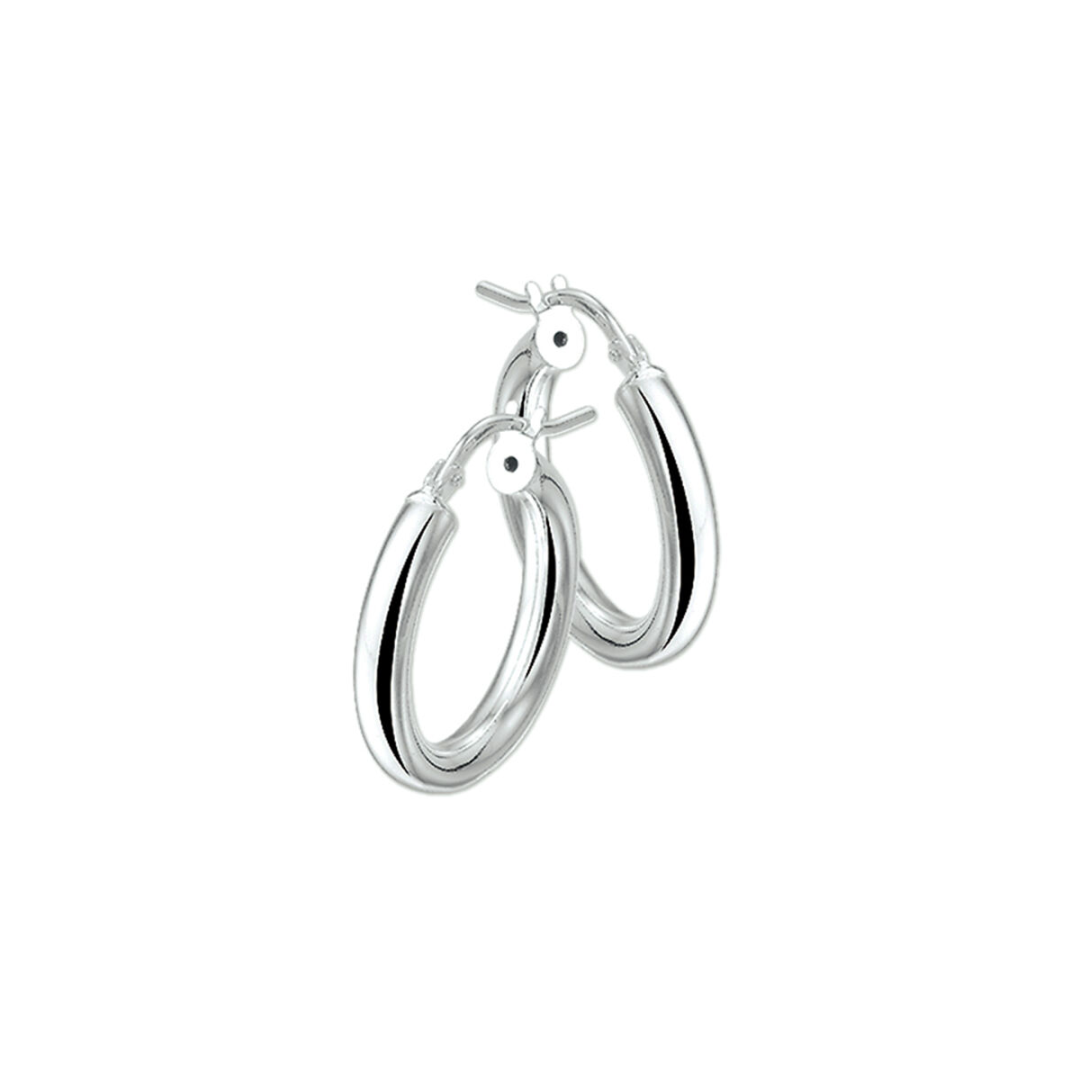 Basis | Gerhodineerd zilveren oorringen met een ronde buis en een hefboom-sluiting