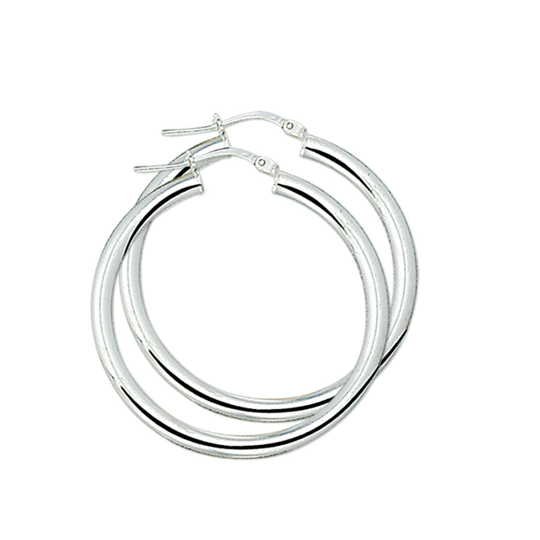 Basis | Gerhodineerd zilveren oorringen met een ronde buis en een hefboom-sluiting