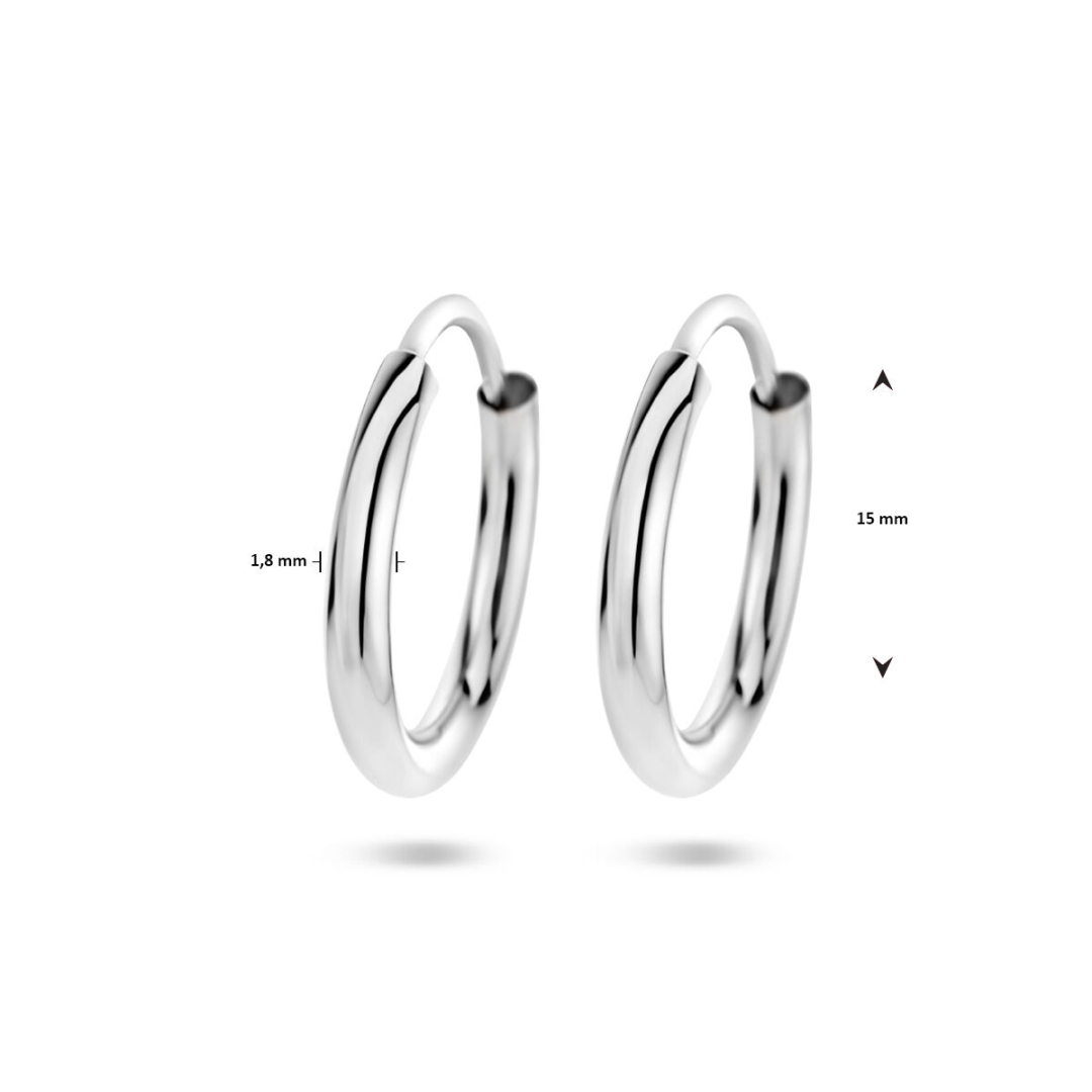 Basis | Gerhodineerd zilveren oorringen met een ronde buis en een scharnier-sluiting