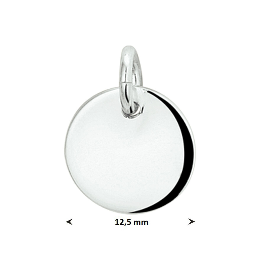 Basis | Gerhodineerd zilveren ronde graveerhanger met een stevig hangoog