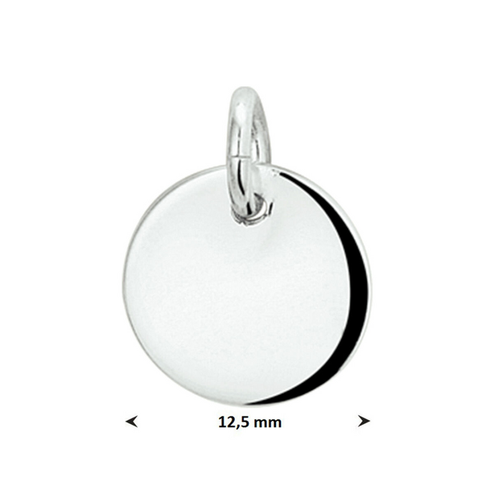 Basis | Gerhodineerd zilveren ronde graveerhanger met een stevig hangoog