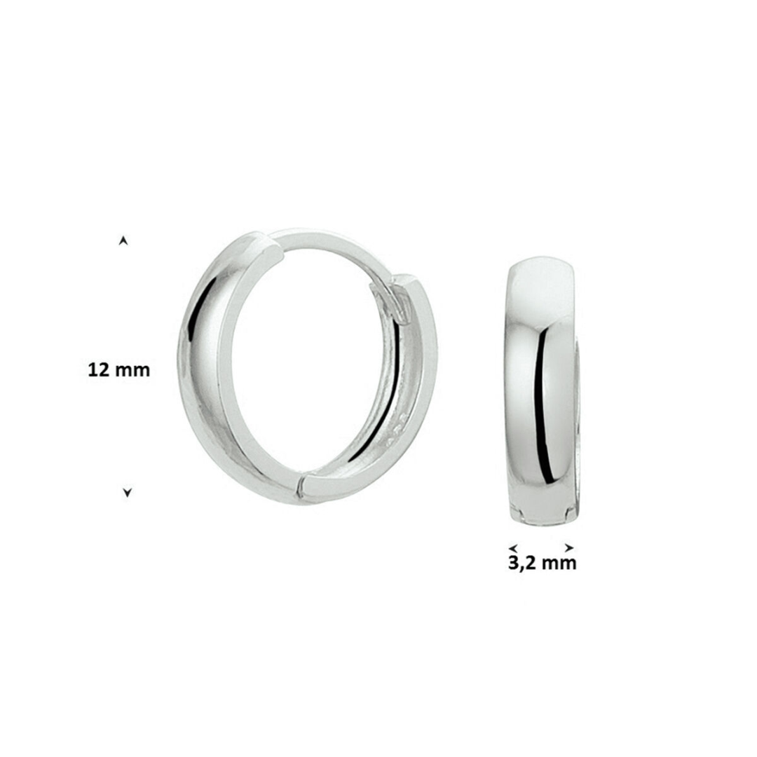 Basis | Klassieke witgouden klapoorringen met een afmeting van 12x3mm