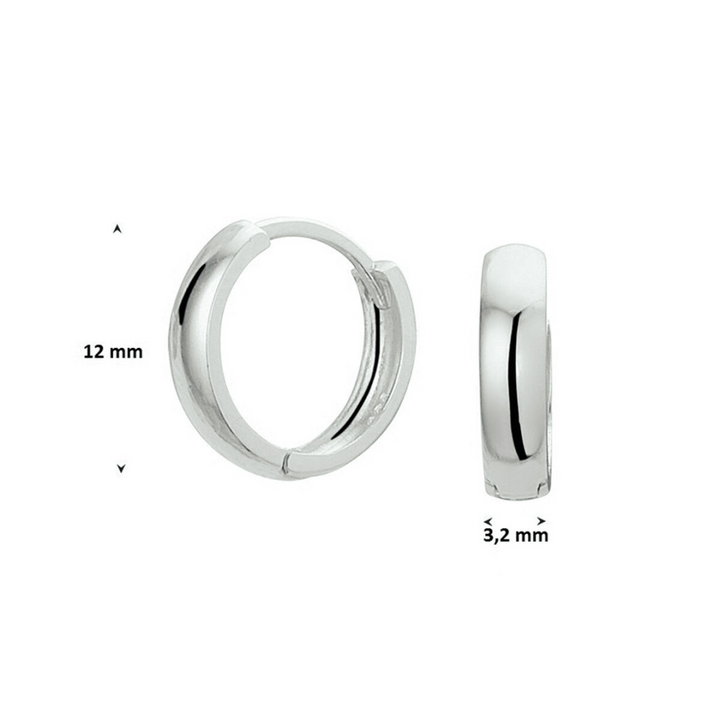 Basis | Klassieke witgouden klapoorringen met een afmeting van 12x3mm