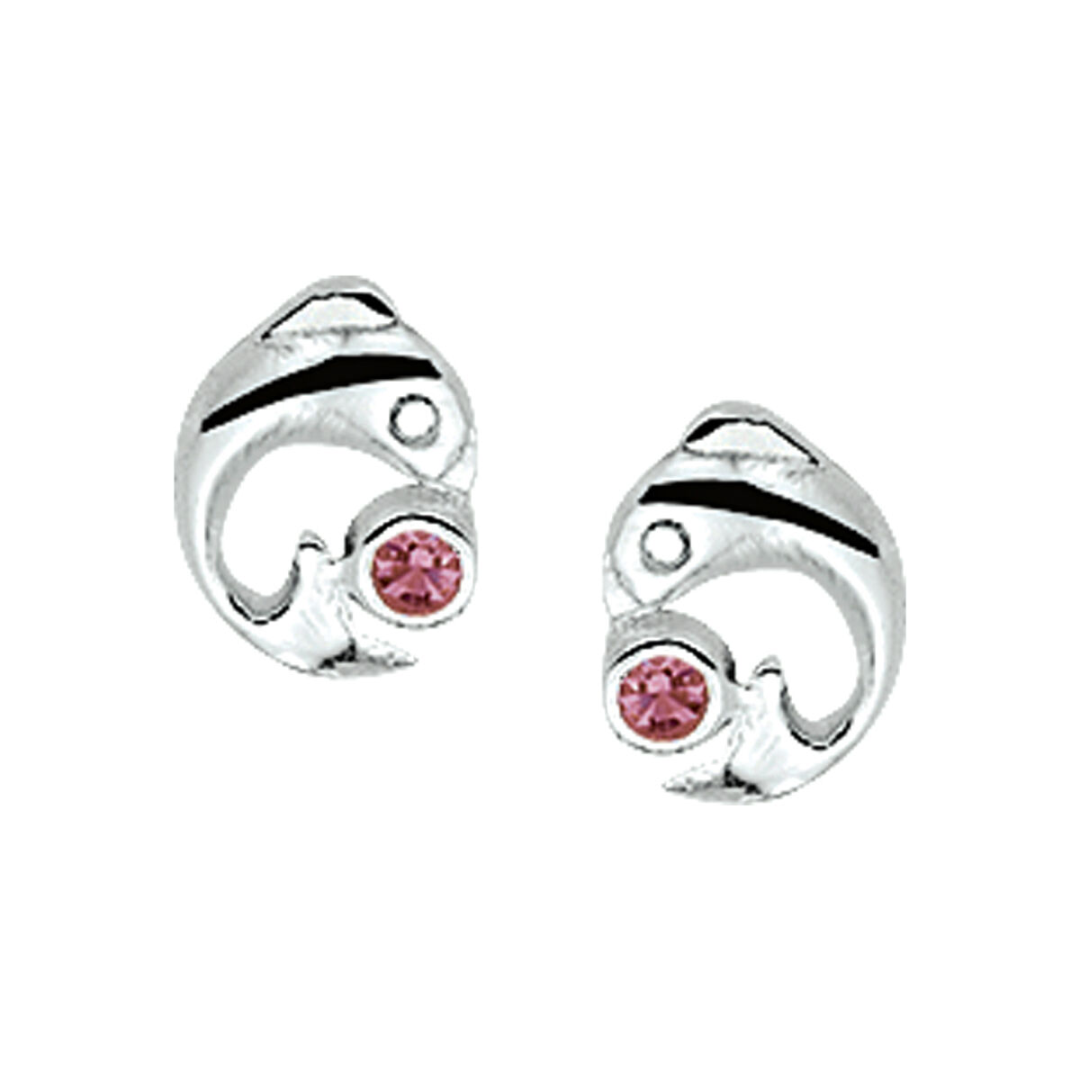 Basis | oorknoppen dolfijn zirkonia zilver gerhodineerd