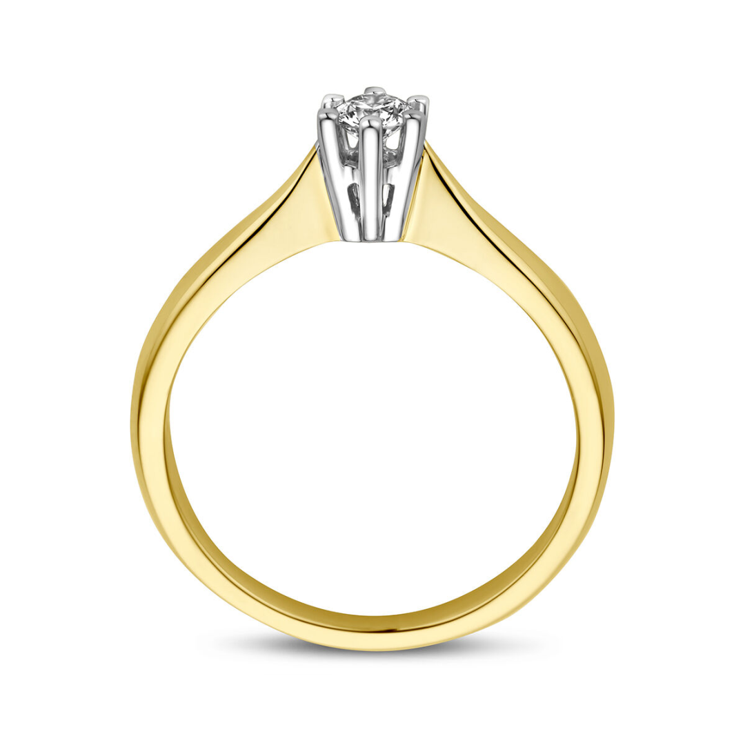 Basis | ring diamant 015ct h si goud (bicolor goud geel/wit)