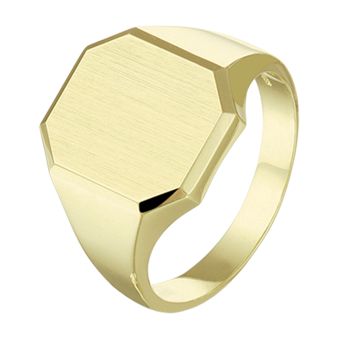 Basis | Stijlvolle geelgouden massieve graveerring met een afmeting van 16mm