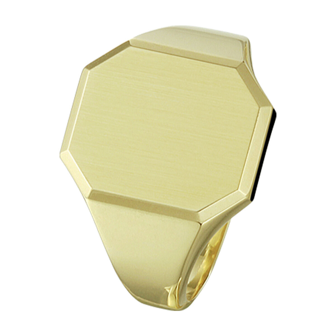 Basis | Stijlvolle geelgouden massieve graveerring met een afmeting van 16mm
