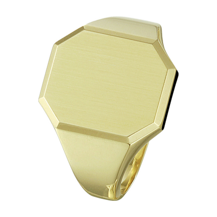 Basis | Stijlvolle geelgouden massieve graveerring met een afmeting van 16mm