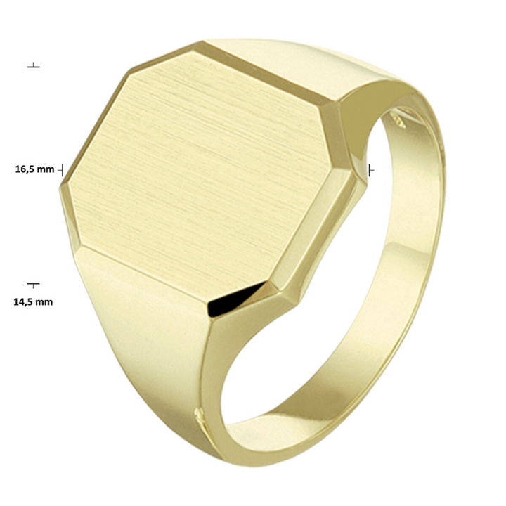 Basis | Stijlvolle geelgouden massieve graveerring met een afmeting van 16mm
