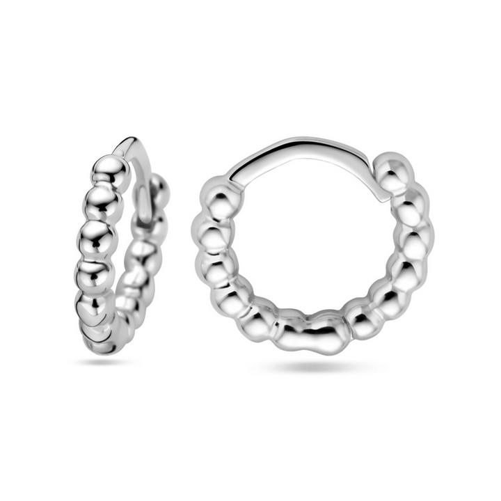 Basis | Trendy gerhodineerd zilveren klapoorringen met een poli afwerking en een stevige scharniersluiting