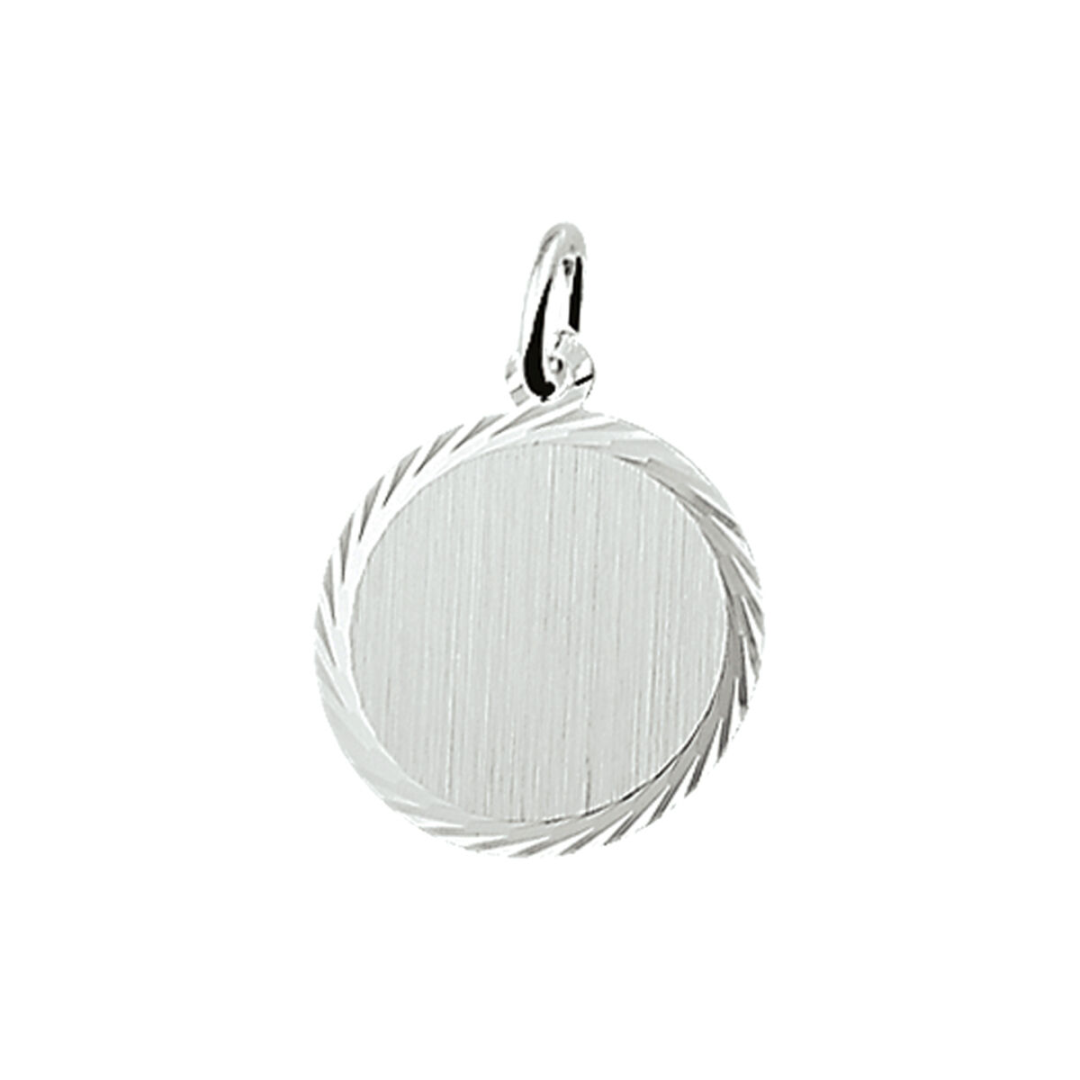 Basis | Zilveren graveerhanger uitgevoerd met een gediamanteerde afwerking