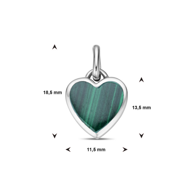 Basis | Zilveren hart hanger met Malachiet