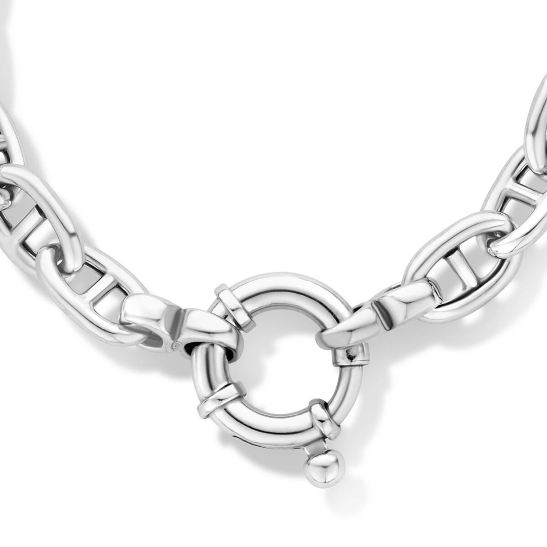 Basis | Zilveren koffieboon collier met grote veersluiting