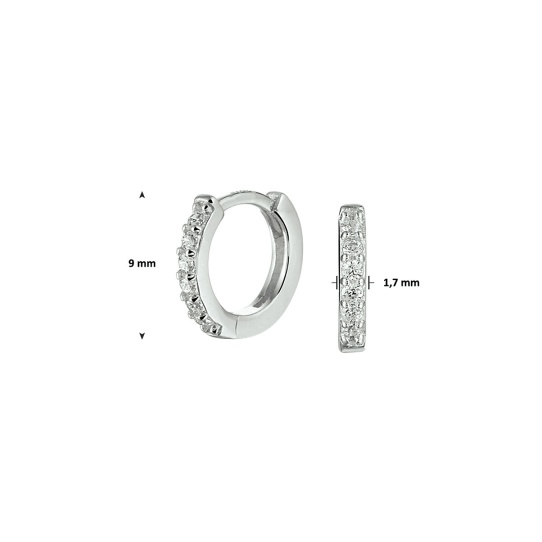 Basis | Zilveren oorringen met scharnier uitgevoerd met een heldere zirkonia rij