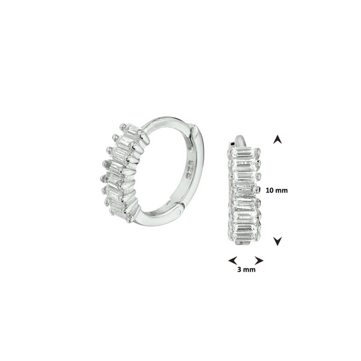 Basis | Zilveren oorringen met scharnier uitgevoerd met een schitterende zirkonia rij