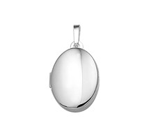 Basis | Zilveren ovale medailllon uitgevoerd met een stevig hangoog