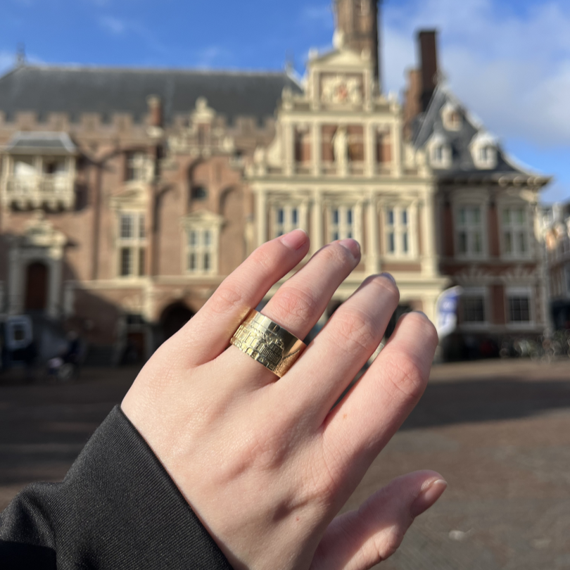 City Jewels | 14 karaat gouden brede Haarlem of Nederland ring
