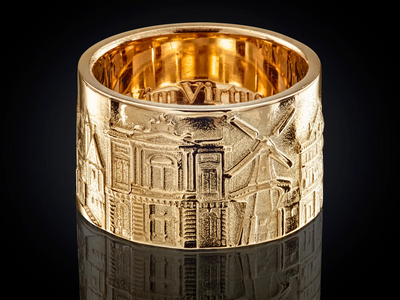 City Jewels | 14 karaat gouden brede Haarlem of Nederland ring