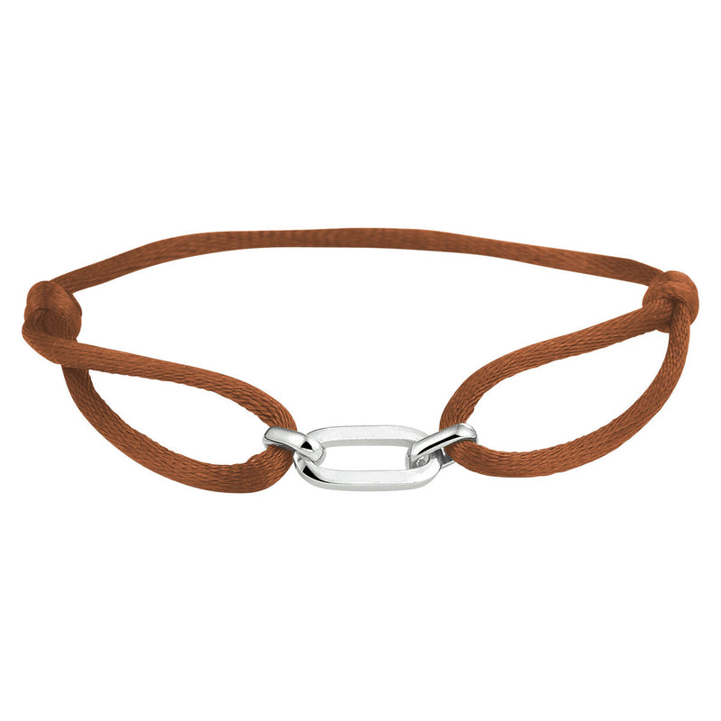 Basis | Roest gevlochten armband uitgevoerd met een 925 zilveren element