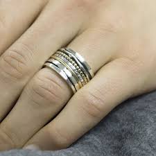 Ring zilver oxy / wit + Goldfilled