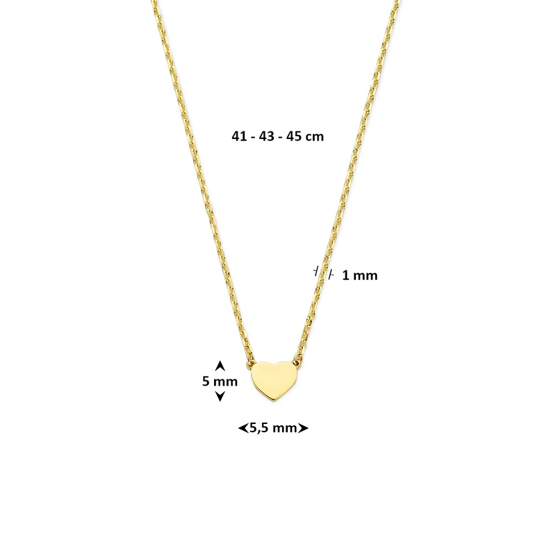 House of SIS | 14 karaat geelgouden collier met hartje