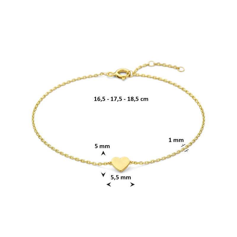 House of SIS | 14 karaat geelgouden armband met hartje